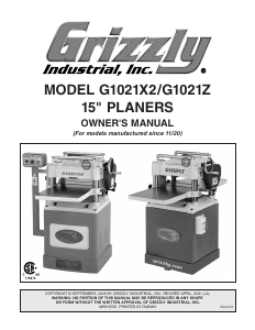 Manual Grizzly G1021Z Planer