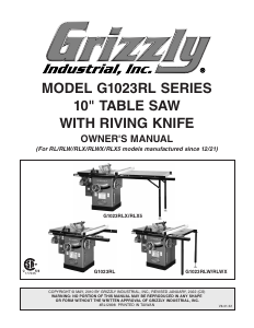 Handleiding Grizzly G1023RLW Tafelzaag