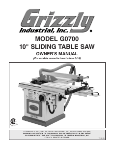 Manual Grizzly G0700 Table Saw