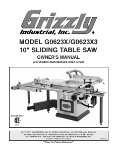 Manual Grizzly G0623X Table Saw