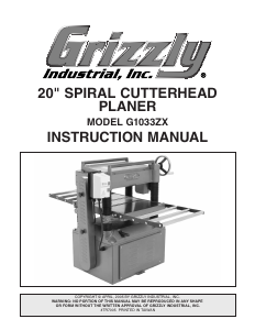 Handleiding Grizzly G1033ZX Schaafmachine