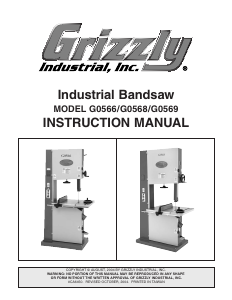 Manual Grizzly G0566 Band Saw