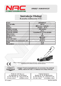 Instrukcja NAC LE18-42-PI-JT Kosiarka