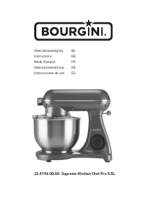 Handleiding Bourgini 22.5196.00.00 Supreme Kitchen Chef Pro Standmixer