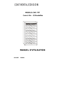 Mode d’emploi Continental Edison CWC-75T Cave à vin