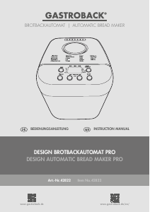 Manual Gastroback 42822 Pro Bread Maker