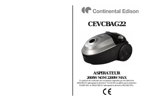 Mode d’emploi Continental Edison CEVCBAG22 Aspirateur