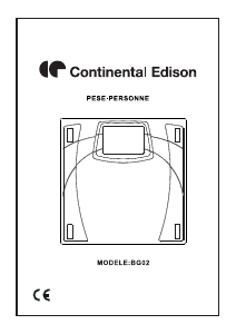 Mode d’emploi Continental Edison CEBG02G Pèse-personne