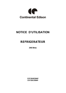 Mode d’emploi Continental Edison CEF1DW250AP Réfrigérateur