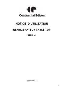 Mode d’emploi Continental Edison CERMF208FSA Réfrigérateur