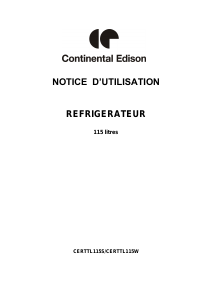 Mode d’emploi Continental Edison CERTTL115W Réfrigérateur