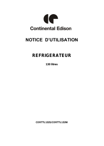 Mode d’emploi Continental Edison CERTTL132S Réfrigérateur