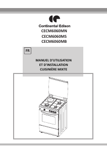 Mode d’emploi Continental Edison CECM6060MN Cuisinière