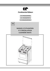 Mode d’emploi Continental Edison CECM6060MS2 Cuisinière