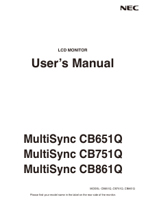 Handleiding NEC MultiSync CB751Q LCD monitor