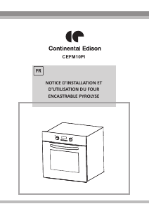 Mode d’emploi Continental Edison CEFM10PI Four