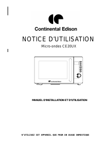 Mode d’emploi Continental Edison CE20UX Micro-onde