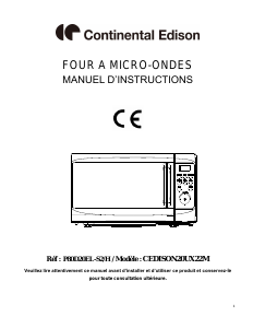 Mode d’emploi Continental Edison CEDISON20UX22M Micro-onde