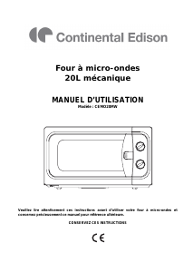 Mode d’emploi Continental Edison CEMO20MW Micro-onde