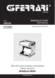 Manual G3 Ferrari G20125 Sfoglia Prof Pasta Machine