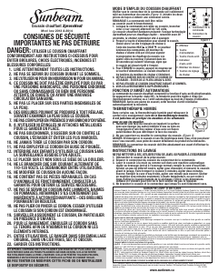 Mode d’emploi Sunbeam 2013 Coussin chauffant