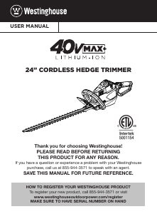 Mode d’emploi Westinghouse HTA40 Taille-haies