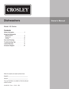 Handleiding Crosley XDF250PGRWW/BB Vaatwasser