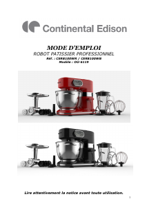 Mode d’emploi Continental Edison CERB100WR Robot de cuisine