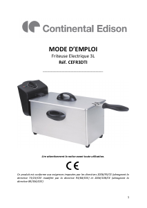 Mode d’emploi Continental Edison CEFR3DTI Friteuse