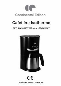 Mode d’emploi Continental Edison CECMI150T Cafetière