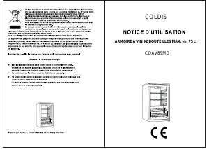 Mode d’emploi Coldis COAV89MD Cave à vin