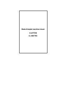 Mode d’emploi Clayton CL600TRS Lave-linge