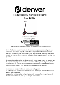 Mode d’emploi Denver SEL-10820B Trottinette électrique