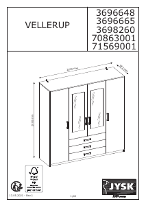 说明书 JYSK Vellerup (58x200x200) 衣柜