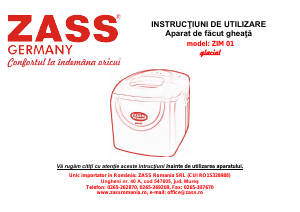 Manual Zass ZIM 01 Masina de facut gheata