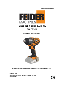Mode d’emploi Feider FVACB20V Visseuse à choc