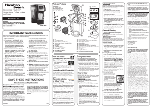 Manual Hamilton Beach 49968 Coffee Machine