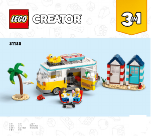 Vadovas Lego set 31138 Creator Paplūdimio namelis ant ratų