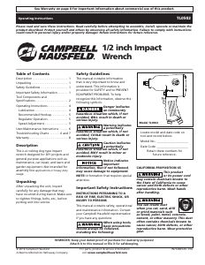 Manual de uso Campbell Hausfeld TL0502 Llave de impacto