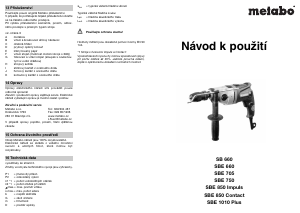 Manuál Metabo SBE 850 Impuls Vrtací kladivo