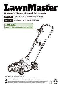 Manual LawnMaster ME1018X Lawn Mower