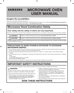 Manual Samsung ME18H704SFG/AC Microwave