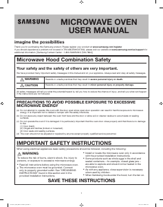 Manual Samsung ME16H702SEW/AC Microwave