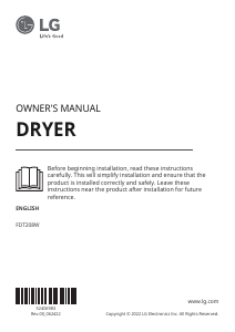 Manual LG FDT208W Dryer