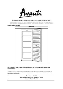 Mode d’emploi Avanti VFM58B0W Congélateur