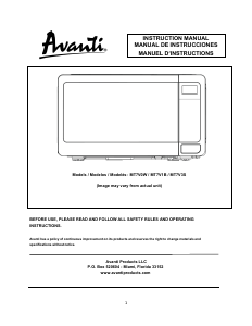 Mode d’emploi Avanti MT7V1B Micro-onde