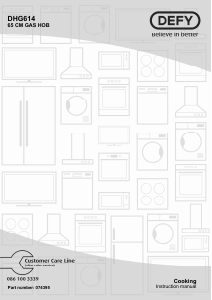 Handleiding Defy DHG614 Kookplaat