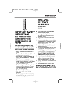 Manual de uso Honeywell HFD-120-QV1 Purificador de aire