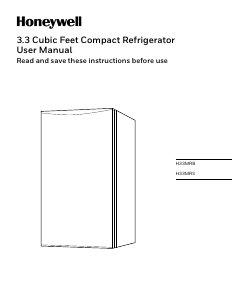 Manual Honeywell H33MRB Refrigerator