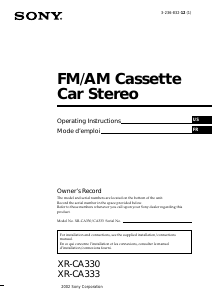 Mode d’emploi Sony XR-CA330 Autoradio